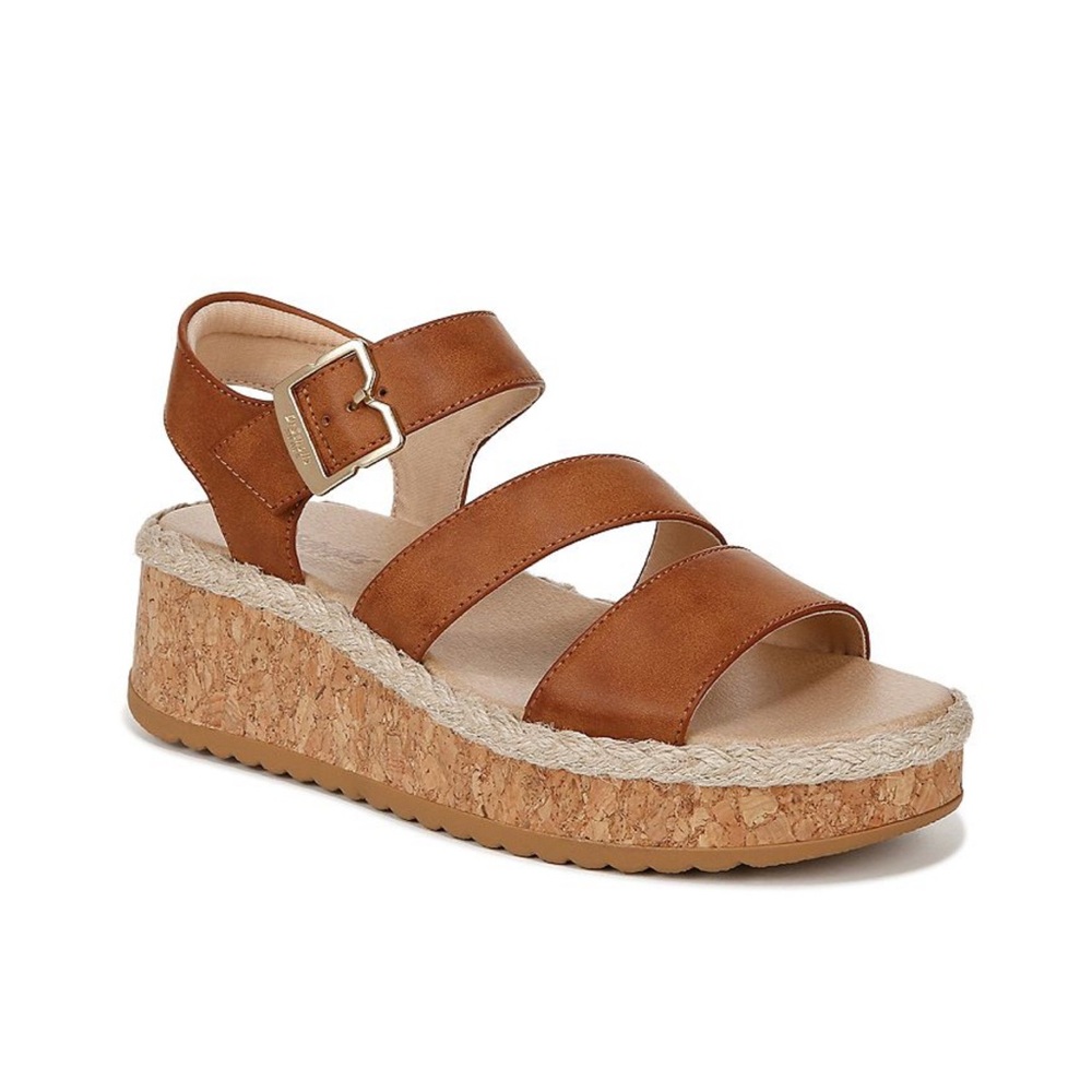 Dr. Scholl's Tan Brown Cork Platform Sandals